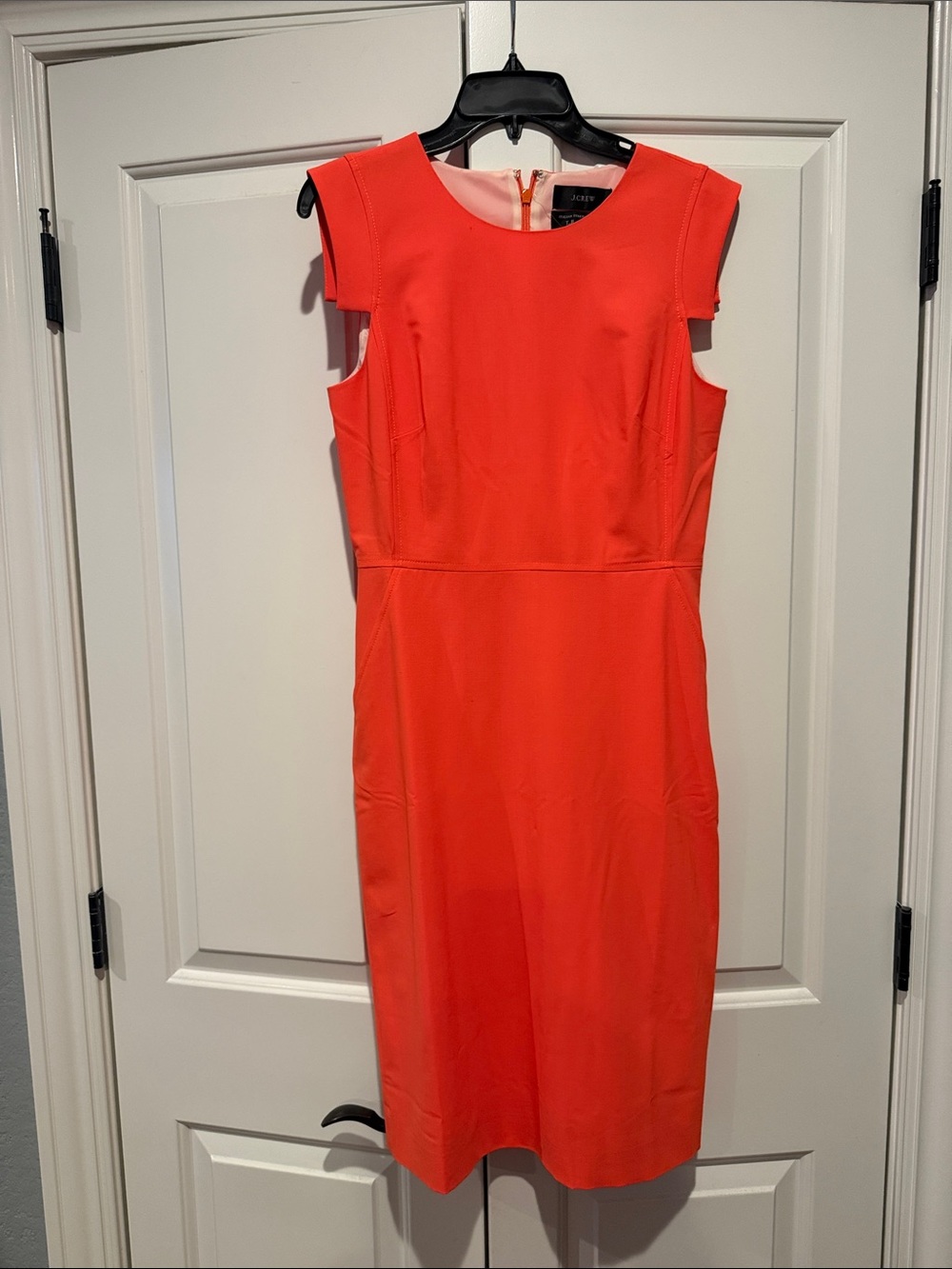 J. Crew Coral-Red Cap Sleeve Sheath Dress